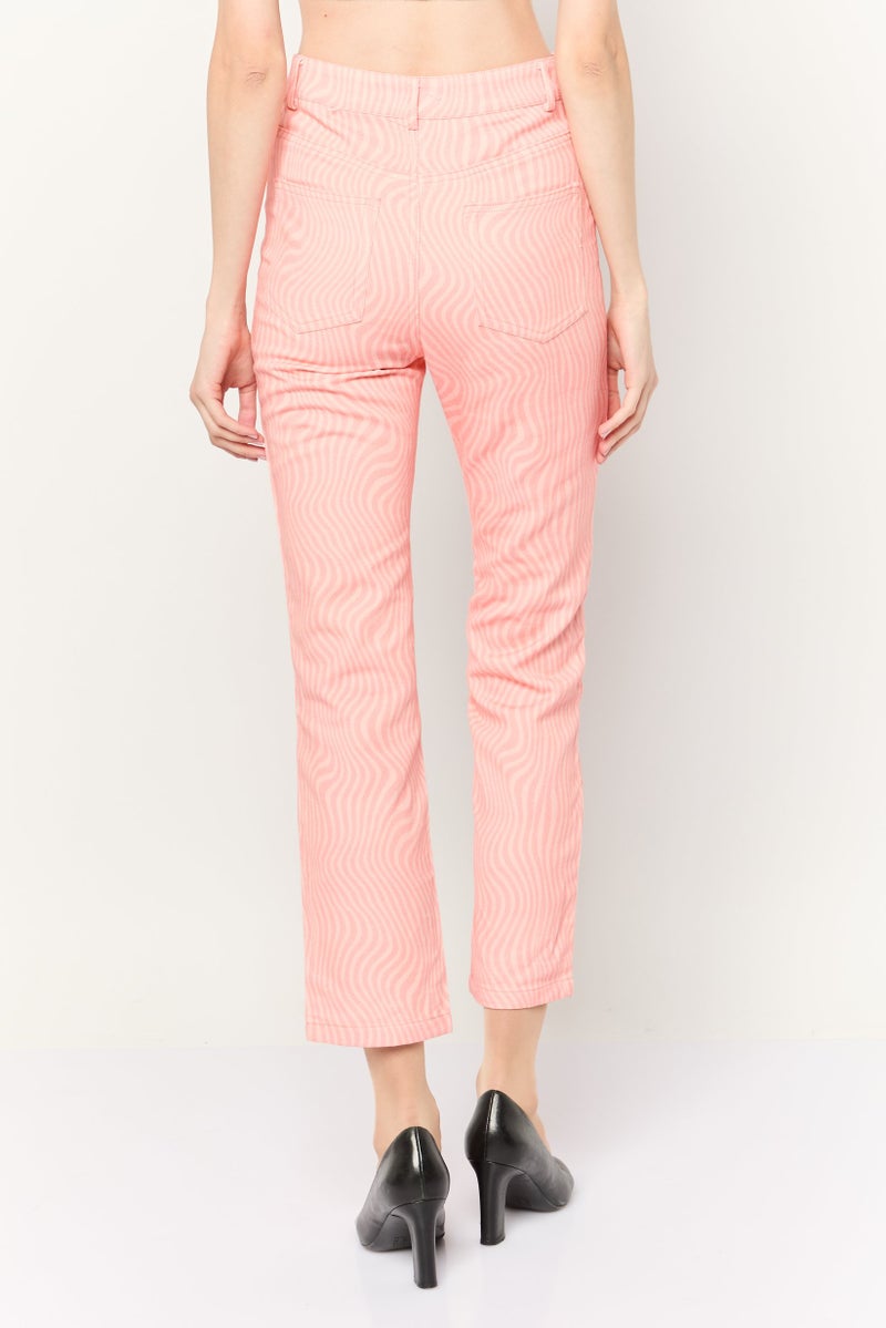 Peppermayo Women Regular Fit Wide Leg Abstract Pants, Pink - Image 4