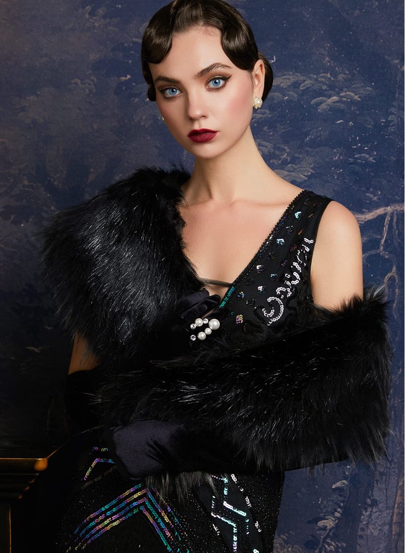 Elegant Women's Faux Fur Shawl for Winter Weddings & Parties - 1920s Inspired Cover-Up Accessories - Image 2