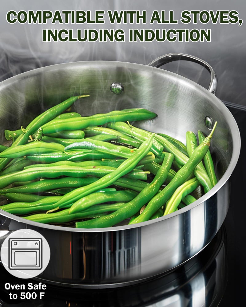 Cooks Standard Multi-Ply Clad Stainless Steel Saute Pan 10.5 Inch, 4 Quart Deep Frying Pan Skillet with Lid, Induction Cookware, Stay-Cool Handle - Image 4