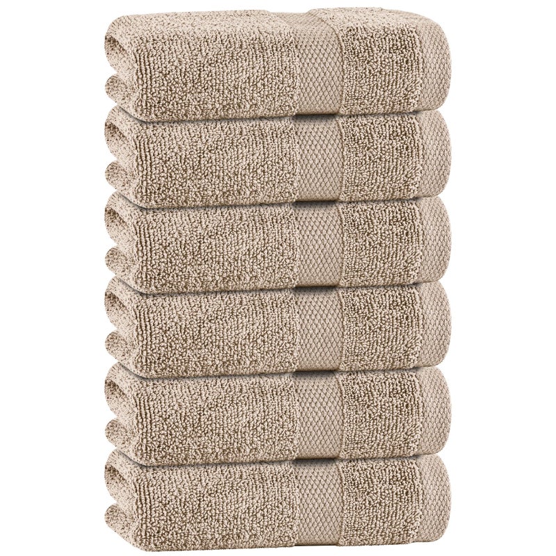 White Classic Taupe Hand Towels for Bathroom 6 Pack Cotton Hand Towel Bulk for Gym Kitchen and Spa 16x27 Inches Soft Highly Absorbent Quick Dry Terry Salon Towels - Image 2