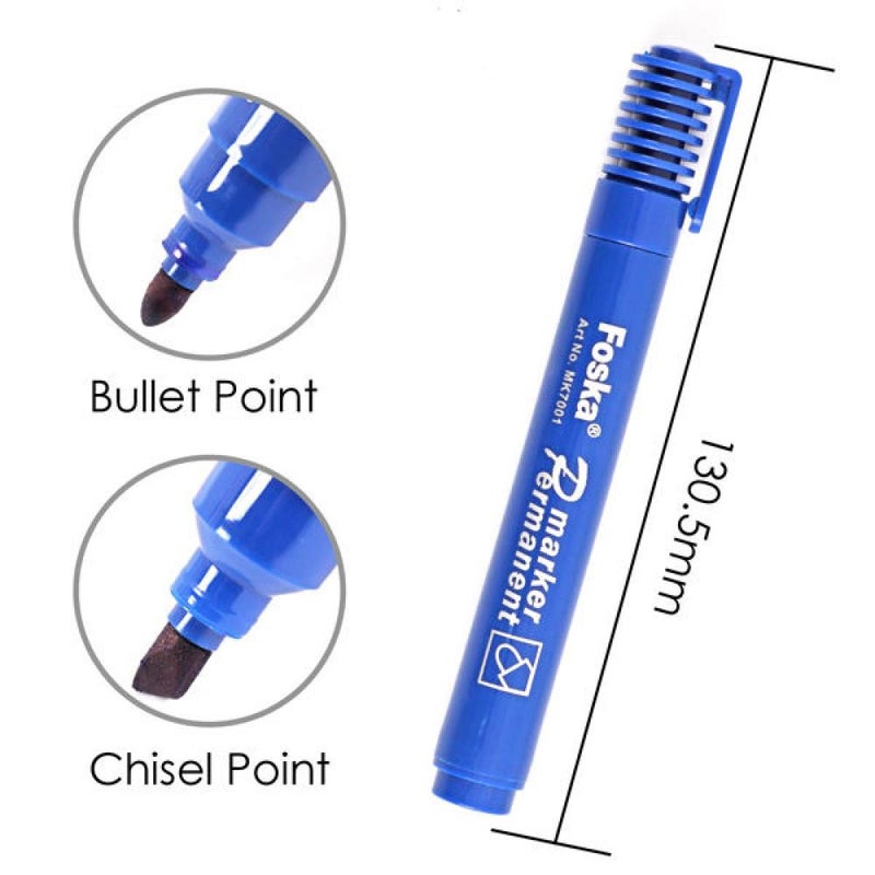 FOSKA Blue Chisel  Tip Permanent Marker Pens 2mm - 12 Pack - Image 2