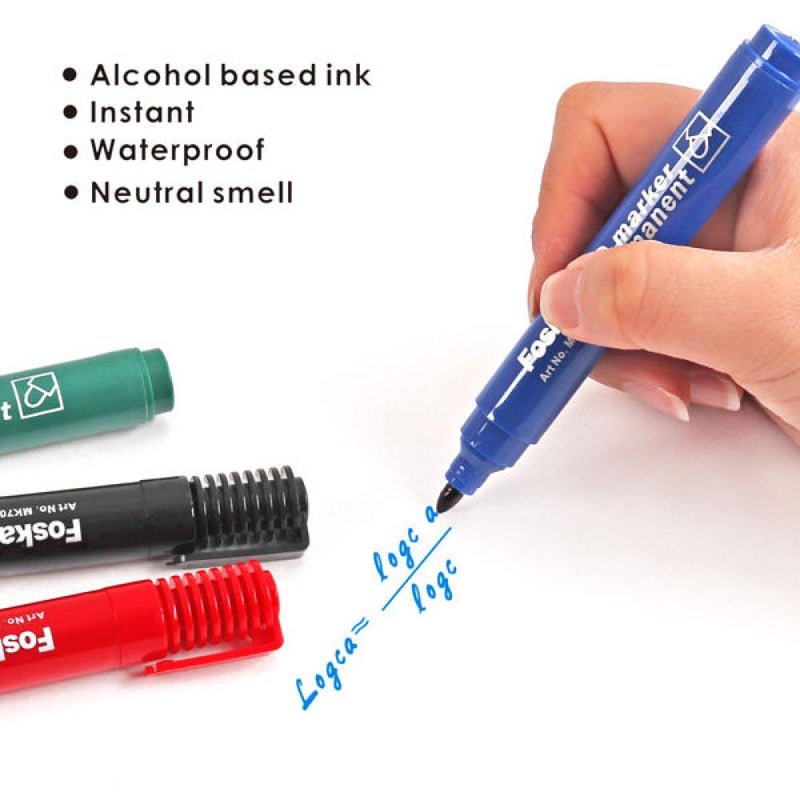FOSKA Blue Chisel  Tip Permanent Marker Pens 2mm - 12 Pack - Image 3