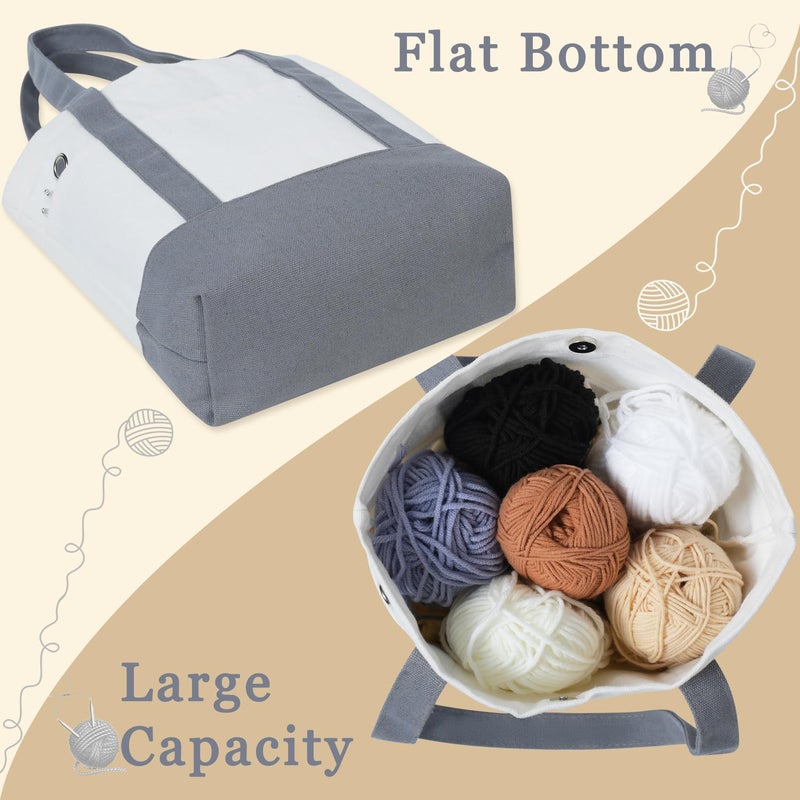 LeCorner Yarn Bag, Canvas Tote Crochet Bag Organizer, Lightweight Yarn Storage Knitting Bags for Crocheting, Portable Travel Bags and Totes, Crochet Accessories, Knitting Kit Holder - Image 4