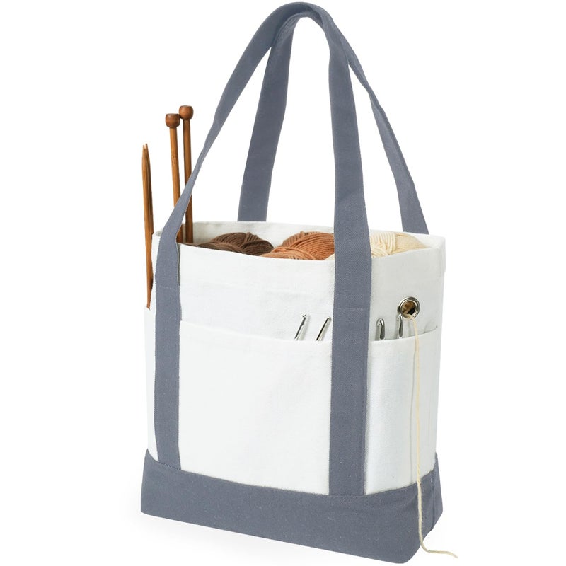 LeCorner Yarn Bag, Canvas Tote Crochet Bag Organizer, Lightweight Yarn Storage Knitting Bags for Crocheting, Portable Travel Bags and Totes, Crochet Accessories, Knitting Kit Holder - Image 1