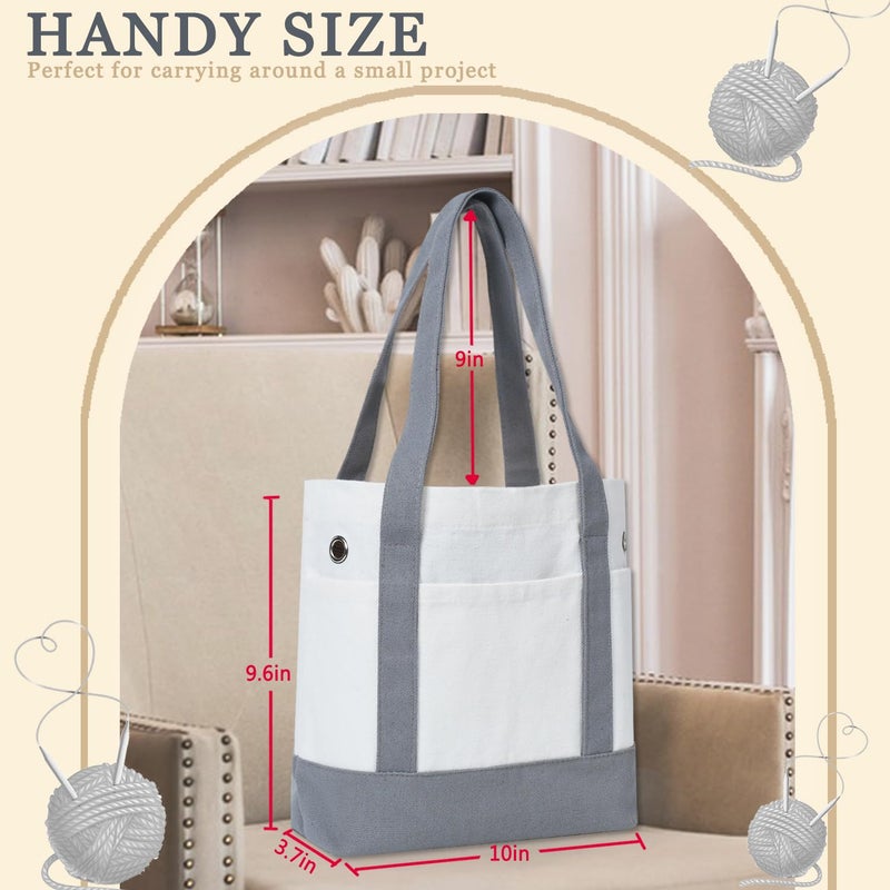 LeCorner Yarn Bag, Canvas Tote Crochet Bag Organizer, Lightweight Yarn Storage Knitting Bags for Crocheting, Portable Travel Bags and Totes, Crochet Accessories, Knitting Kit Holder - Image 2