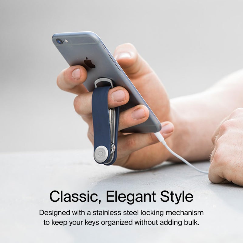 Orbitkey Active Key Organizer Lite â€“ Durable Holder with Elastic Polymer Band, Carabiner Ring & Secure Locking Mechanism â€“ Slim Pocket-Friendly Keychain for Everyday Carry & Travel (Midnight Blue) - Image 4