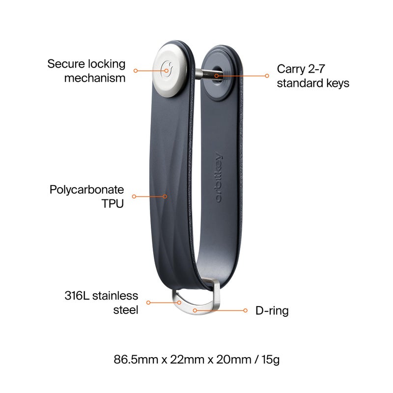 Orbitkey Active Key Organizer Lite â€“ Durable Holder with Elastic Polymer Band, Carabiner Ring & Secure Locking Mechanism â€“ Slim Pocket-Friendly Keychain for Everyday Carry & Travel (Midnight Blue) - Image 5