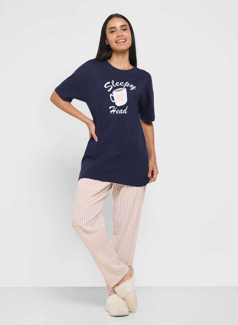 Ginger Cotton Graphic T-Shirt Night Dress  - Image 4