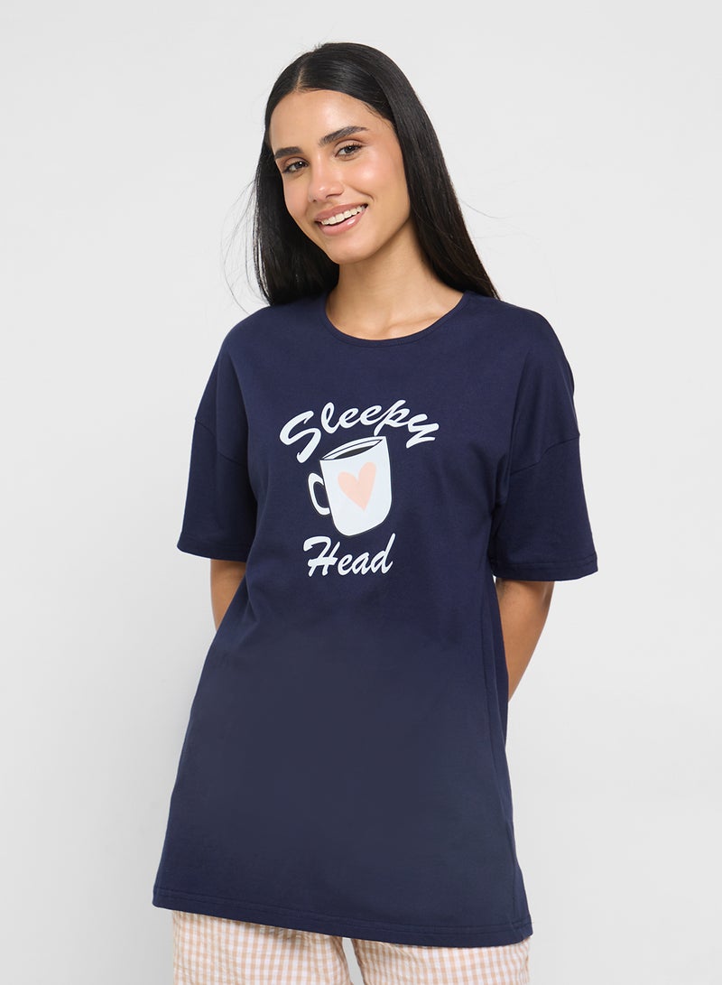 Ginger Cotton Graphic T-Shirt Night Dress  - Image 1