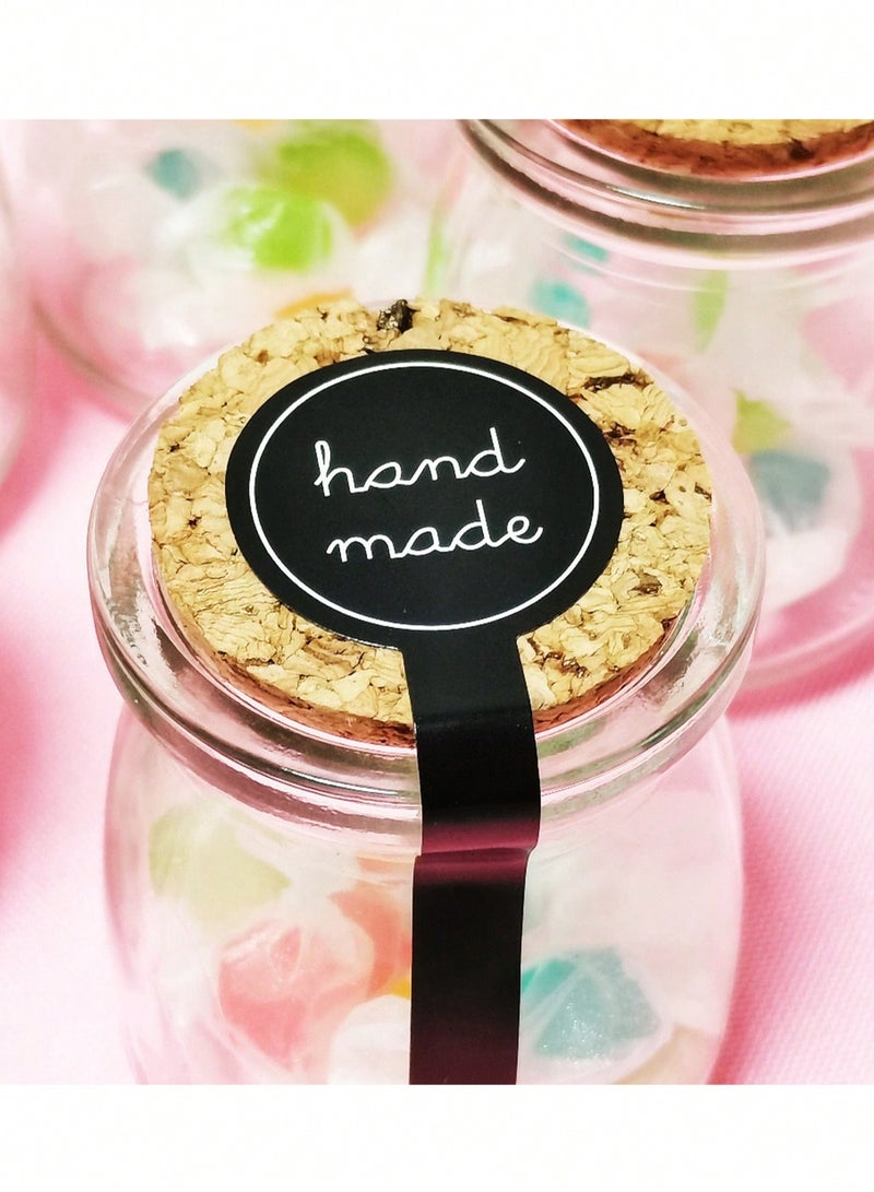 100pcs Handmade Food Baking Label Stickers - Long Black Seal Labels for Candy, Bread  Bakery Packaging - Image 3