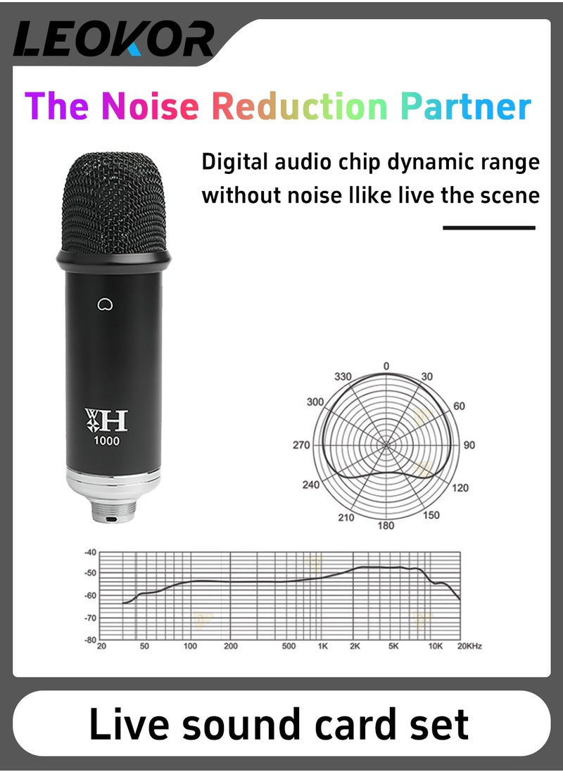 LEOKOR - Sound Card Microphone Podcast Package,Live Broadcast Equipment with Ring Light/Recording Studio for Live Streaming/Suitable for Podcasting/Live Broadcasting/Singing/PC/Mobile/TikTok/YouTube - Image 1