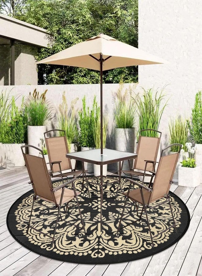 Homcomoda Round Outdoor Patio Rugs 8Ft Waterproof Indoor Outdoor Area Rugs Clearance Reversible Straw Rugs Circle Outdoor Area Rugs for Porch Garden Deck Backyard Balcony - Image 1