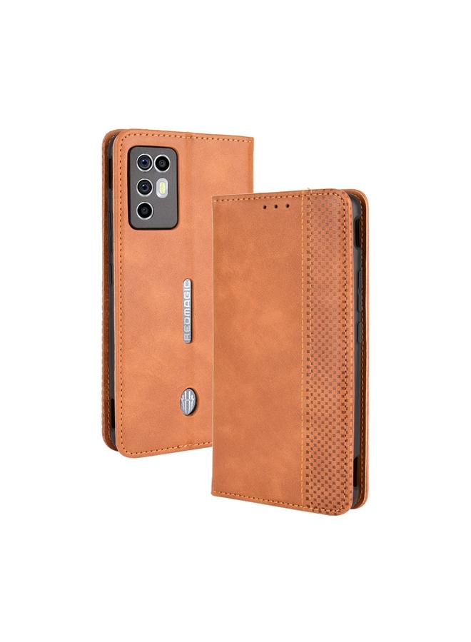 Case For ZTE nubia Red Magic 6R Magnetic Buckle Retro Crazy Horse Texture Horizontal Flip Leather Case with Holder & Card Slots & Photo Frame