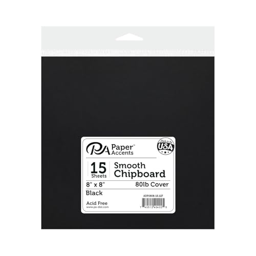 Accent Design Paper Accents Smooth Cardstock 8" X 8" Black, 65Lb Colored Cardstock Paper For Card Making, Scrapbooking, Printing, Quilling And Crafts, 15 Piece Pack - Image 1
