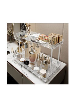 Acrylic shelf, two floors A bathroom organizer shelf that organizes your shampoo, shower, and makeup tools. It can also be used on the dressing table for perfumes and makeup. Pure decorated acrylic It consists of a large shelf and a small shelf The dimensions of the large shelf are 33 cm long and 16 cm wide, and the dimensions of the small shelf are 32 cm long, 12 cm wide, and 21 cm high, and the dimensions between the two shelves are 17 cm - pzsku/Z940230D582572A42D2DCZ/45/1741386085/6f6f56f6-74c7-4f47-bee3-36237a123594