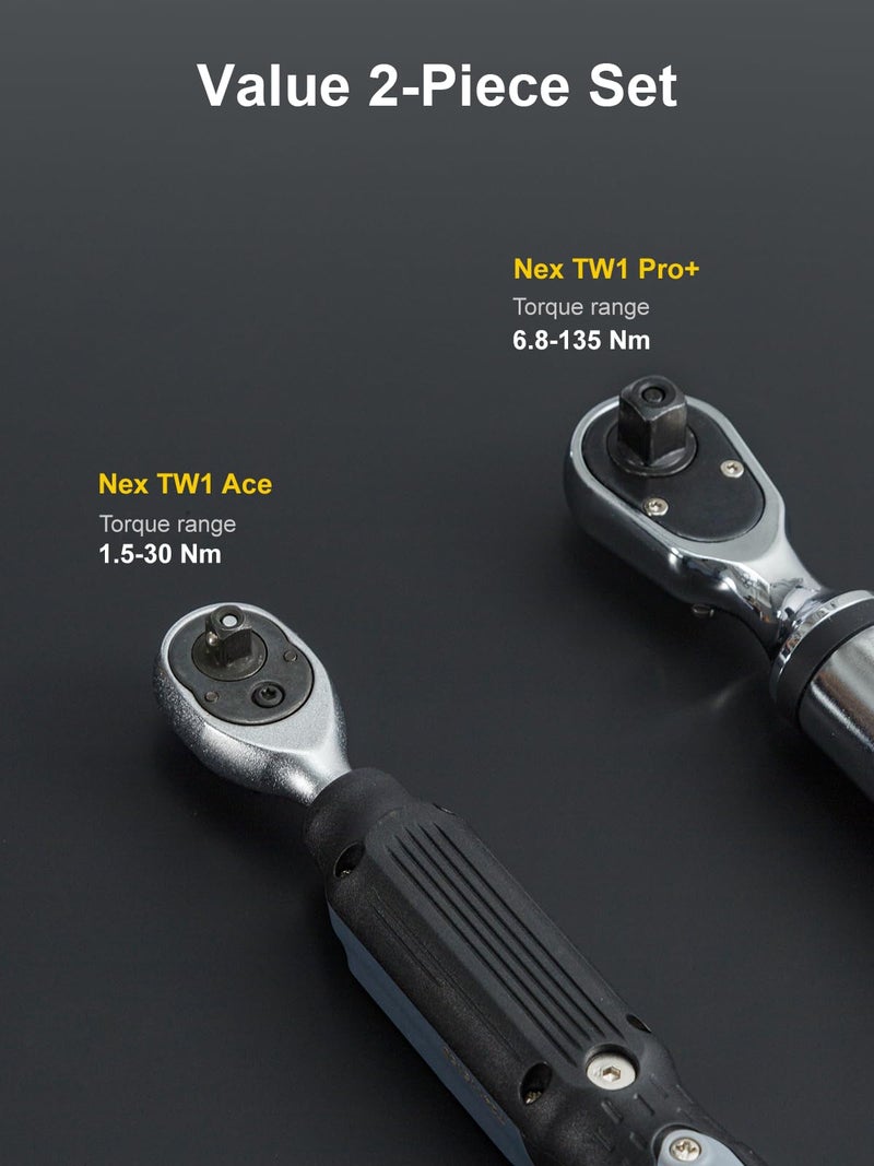 GROWNEER Digital Torque Wrench Set, 1/4" Drive 1.1-22.1 Ft-lbs/1.5-30Nm & 3/8'' Drive 7.38-147.5 Ft-lbs/6.8-135Nm Electronic Torque Wrench Combo with Buzzer & LED Indicator for Motor Car Repair - Image 3
