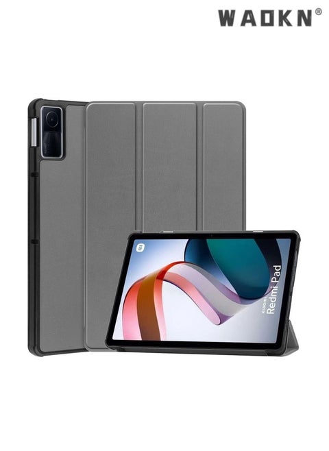 Case for Xiaomi Redmi Pad 10.61 inch Released 2022, Tri-fold Smart Protective Hard PC Shell Auto Wake Lightweight Tablet Cover with Multi-Angle Stand Folio Case for Redmi Pad 10.61" (Grey)