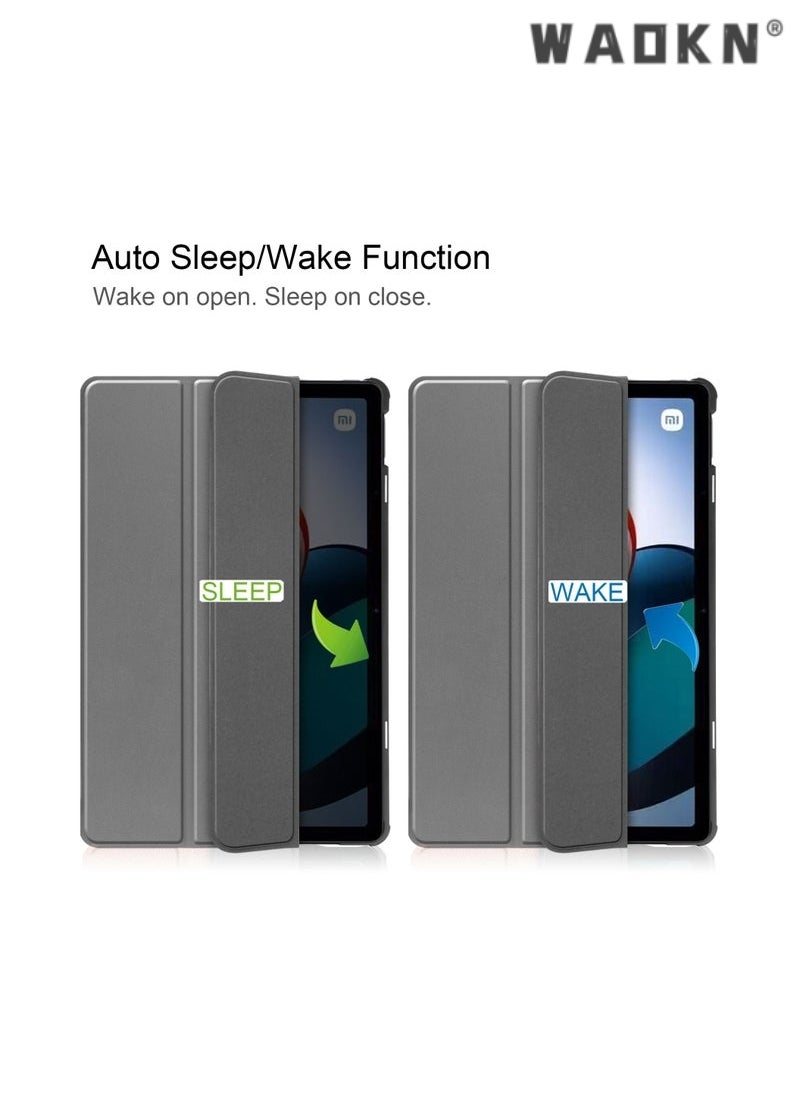 WAOKN - Case for Xiaomi Redmi Pad 10.61 inch Released 2022, Tri-fold Smart Protective Hard PC Shell Auto Wake Lightweight Tablet Cover with Multi-Angle Stand Folio Case for Redmi Pad 10.61" (Grey) - Image 1