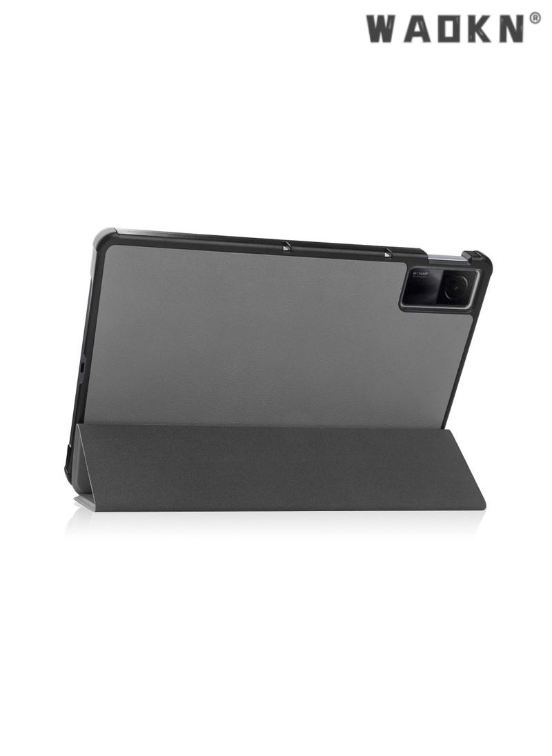 WAOKN - Case for Xiaomi Redmi Pad 10.61 inch Released 2022, Tri-fold Smart Protective Hard PC Shell Auto Wake Lightweight Tablet Cover with Multi-Angle Stand Folio Case for Redmi Pad 10.61" (Grey) - Image 1