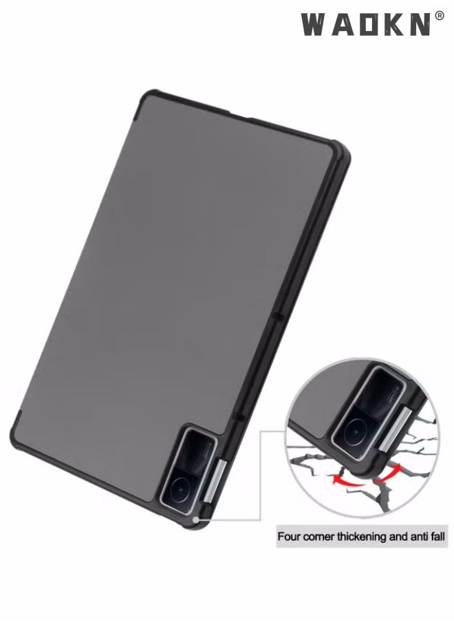 WAOKN - Case for Xiaomi Redmi Pad 10.61 inch Released 2022, Tri-fold Smart Protective Hard PC Shell Auto Wake Lightweight Tablet Cover with Multi-Angle Stand Folio Case for Redmi Pad 10.61" (Grey) - Image 1