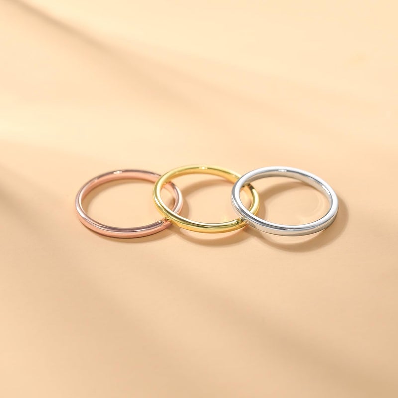 Greenpod 2mm Thin Tungsten Wedding Bands for Women Rose Gold Plated Domed Slim Engagement Promise Ring Comfort Fit Size 6 - Image 3