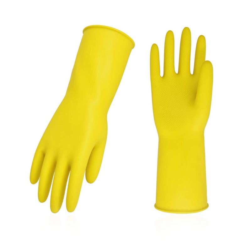 Vgo Reusable Household Cleaning GlovesRubber Dishwashing glovesExtra ThicknessLong SleevesKitchen CleaningWorkingPaintingGardeningPet CareHH4601 Yellow L 1Pair