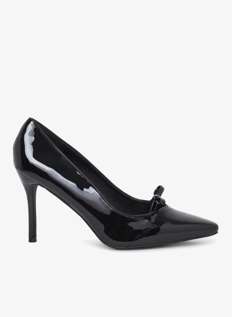Styli Black Patent Pointed Toe Pumps