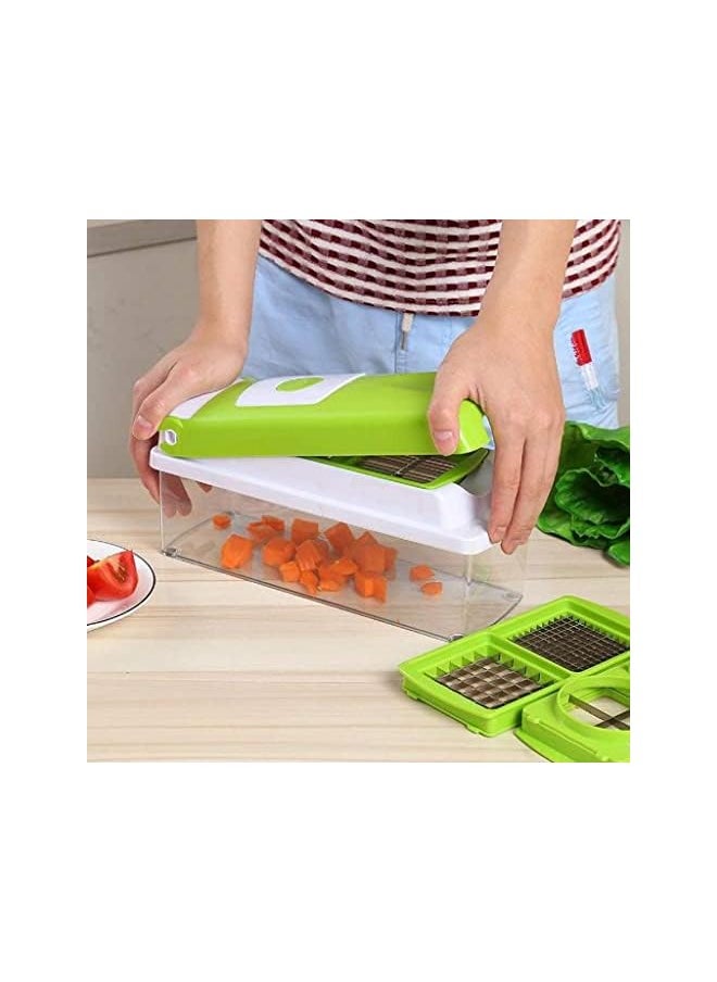 Theodore - Novel Vegetable & Fruit Chipser with 11 Blades + 1 Peeler Inside, Vegetable Chopper, Vegetable Slicer (Green..)… - Image 1