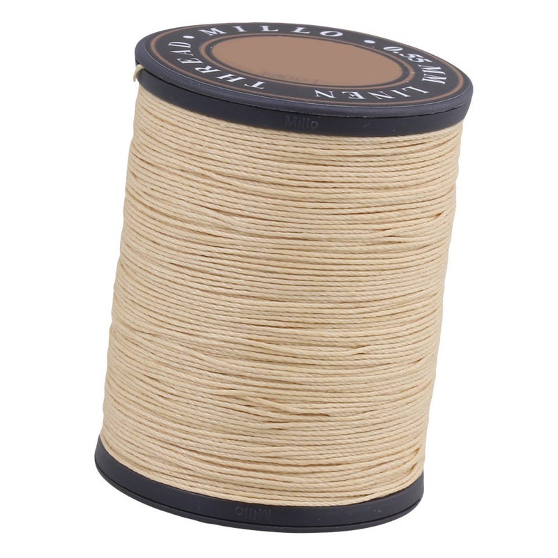 055mm Dia 150m Length Beige Round Flax Waxed Linen Sewing Cord Wax String Stitching Thread for Leather DIY Handmade