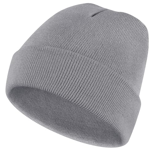 Meliya Unisex Beanie for Men Women Cuffed Plain Skull Hat Winter Knit Cap Toque Winter Hat(Grey) - Image 1