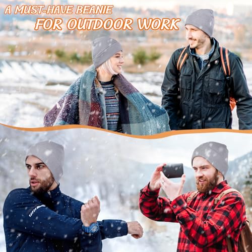 Meliya Unisex Beanie for Men Women Cuffed Plain Skull Hat Winter Knit Cap Toque Winter Hat(Grey) - Image 4