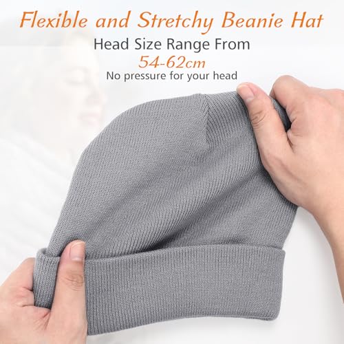 Meliya Unisex Beanie for Men Women Cuffed Plain Skull Hat Winter Knit Cap Toque Winter Hat(Grey) - Image 3