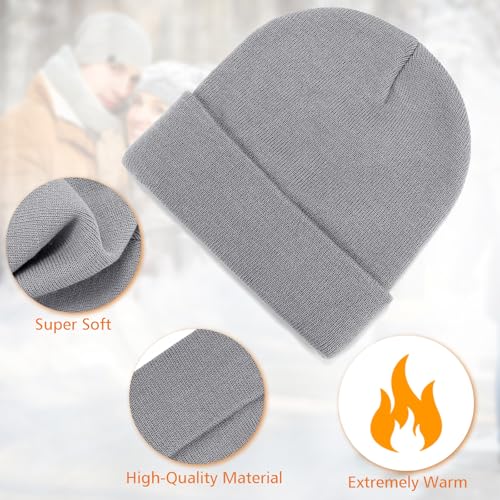 Meliya Unisex Beanie for Men Women Cuffed Plain Skull Hat Winter Knit Cap Toque Winter Hat(Grey) - Image 2
