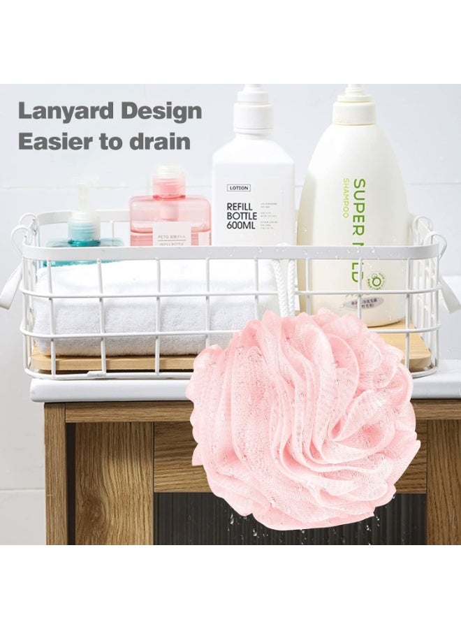 Loofah Sponge Shower Loofahs- Bath Sponges Mesh Balls 4 Colors for Body Scrubber Exfoliator Wash Back Scrubbers Bathroom Men Women 4 Pack Cleaning Bathing Accessories - Image 5