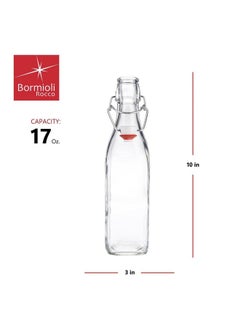 Bormioli Rocco Bormioli Rocco Swing Bottle 17 Ounce (1 Bottle), Square Bottom, Clear Glass, Bottle With Swing Top Stopper, Great For Beverages, Smoothies, Water, Milk, Juice and more  - Image 2