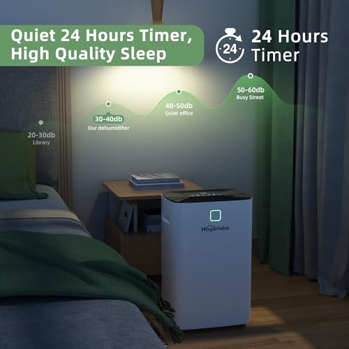 HOGARLABS 30 Pint Dehumidifiers for Home and Basements, with 3 Working Modes, Overflow Protection, and Auto Shut off Restart. Ultra Silent Dehumidifier with Drain Hose and Digital Control Panel. - Image 5