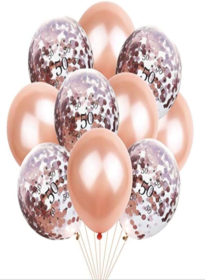 50th Birthday Balloon Decoration Birthday Crown Balloon Set Set Romantic Birthday Party Decoration Package Sequin Balloon Rose Gold Latex Balloon Bag