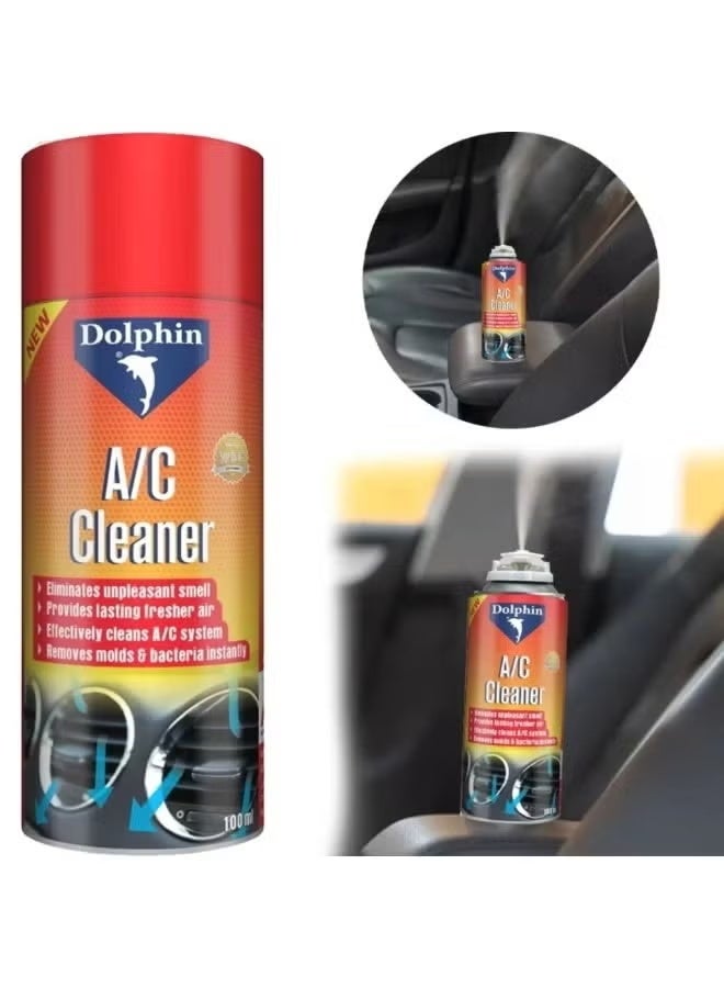 Dolphin A/C Cleaner Spray 100ml – Powerful Air Conditioner Odor Eliminator and Disinfectant – Effectively Removes Dust, Bacteria, Mold, and Bad Odors from AC Units, Ensuring Fresh, Clean, and Hygienic Airflow for Home, Office, and Car - Image 1