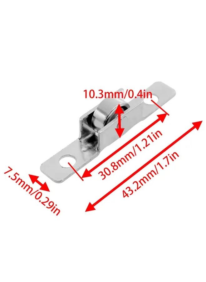8 قطع عجلات معدنية منزلقة للنوافذ مع حوامل تركيب 3.5 بوصة للأبواب والخزائن - Image 4