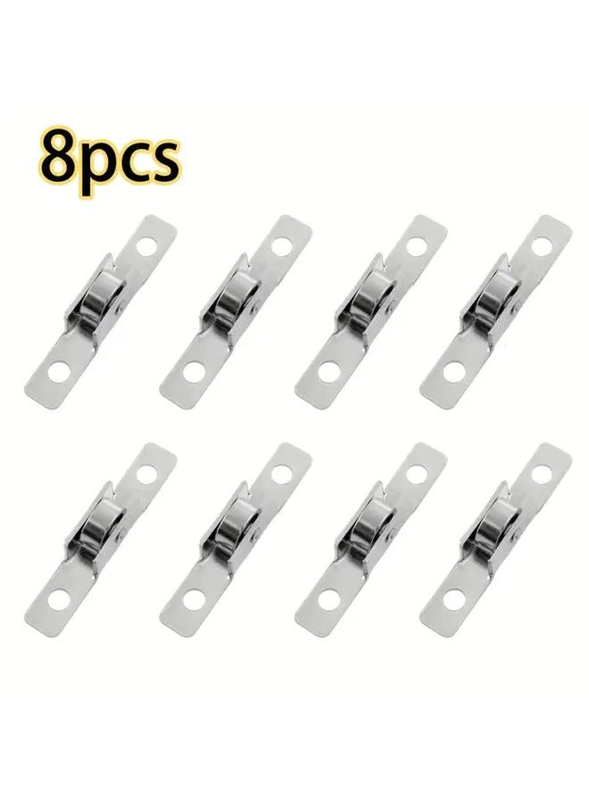 8 قطع عجلات معدنية منزلقة للنوافذ مع حوامل تركيب 3.5 بوصة للأبواب والخزائن - Image 1