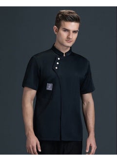 NIBEMINENT Shirt Jaket Barber Breathable Short Coat Sleeve Uniform  Wear Restaurant Sushi Chef Costumes Waiter Kitchen Cook  - Image 1