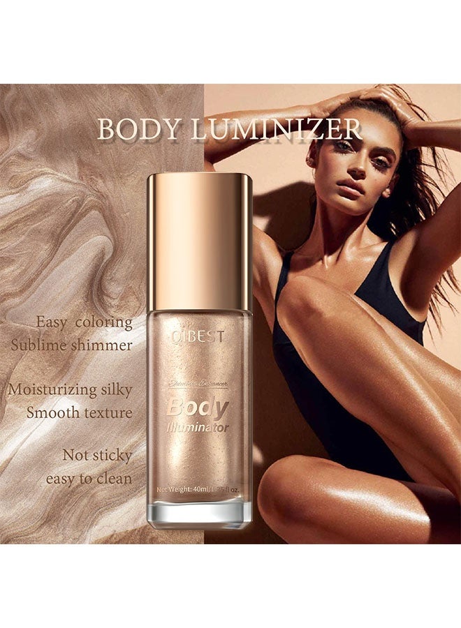 QiBest Body Illuminator, Moisturizing Long Lasting Shimmer, Smooth Waterproof Shimmer Oil, Glow Body Highlighter Face Luminizer, 40ml #02 Rose Gold - Image 4