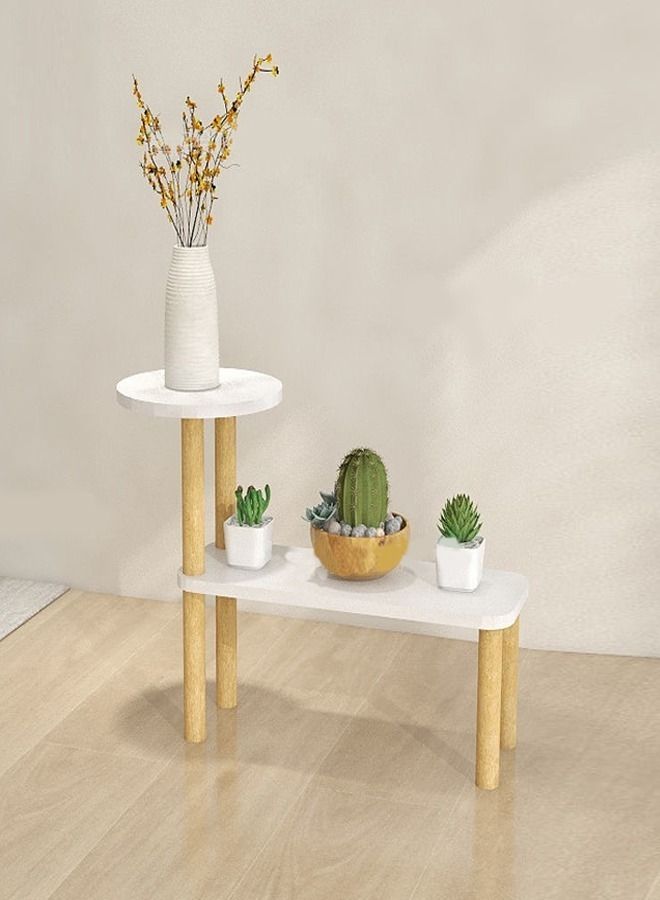 سي آند سي هوم 2 أرفف متعددة الأغراض التصميم الحديث للزهور الرف زهرة الجرف عرض موقف تخزين الرف لمدخل غرفة المعيشة أثاث المكاتب المنزلية 50x32 سم - Image 1