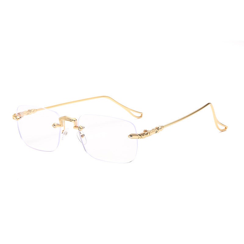 CHUANCHENG Rimless Metal Eyeglasses Frame for Women Men - Photochromic Blue Light Blocking Lenses, Prescription Compatible
