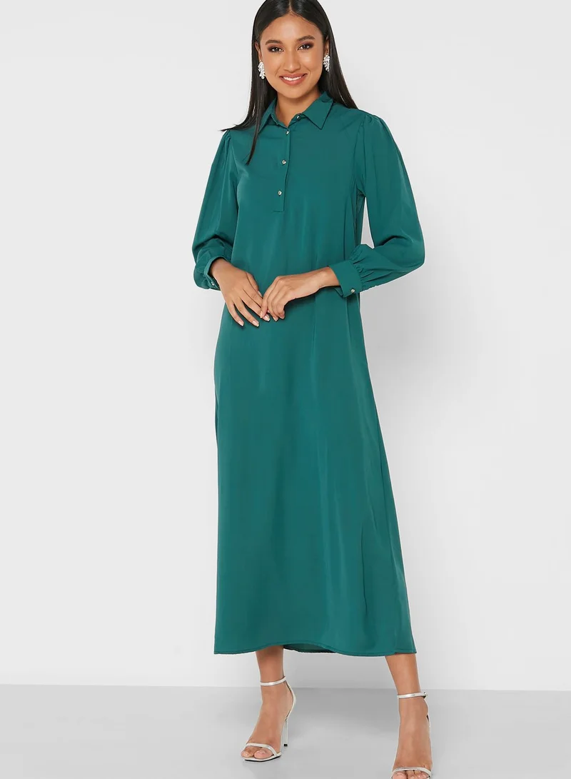 Khizana Solid Neck Detail Dress