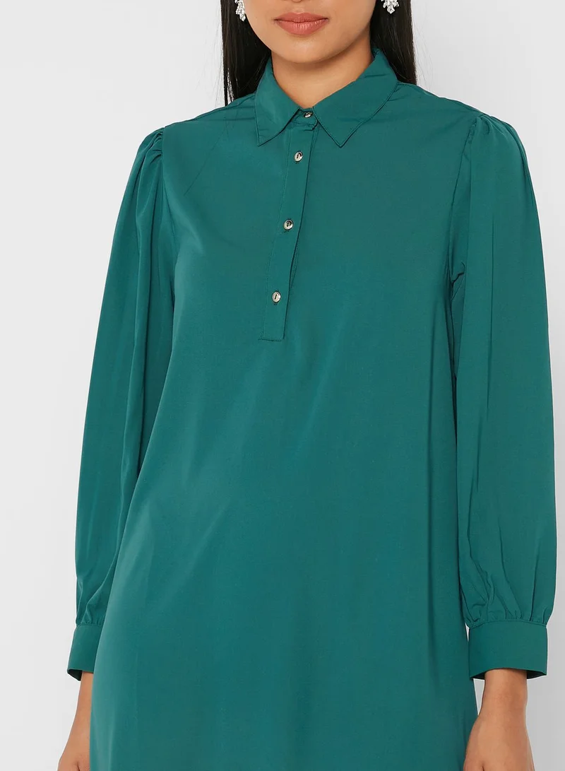Khizana Solid Neck Detail Dress