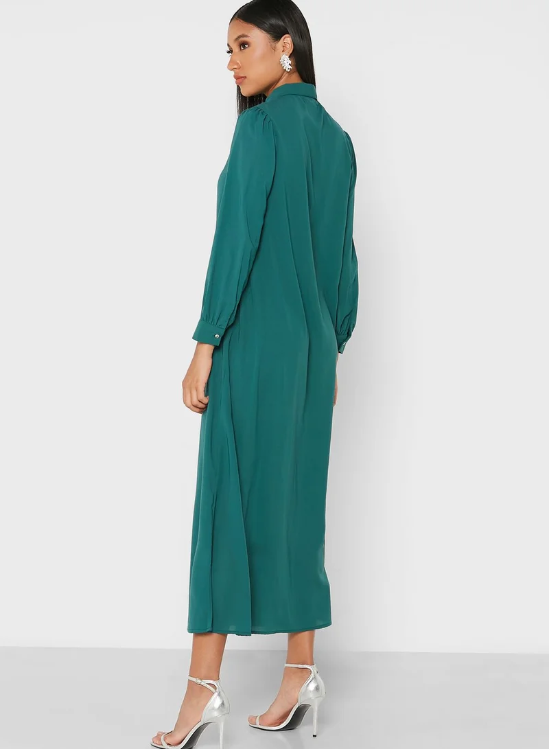 Khizana Solid Neck Detail Dress