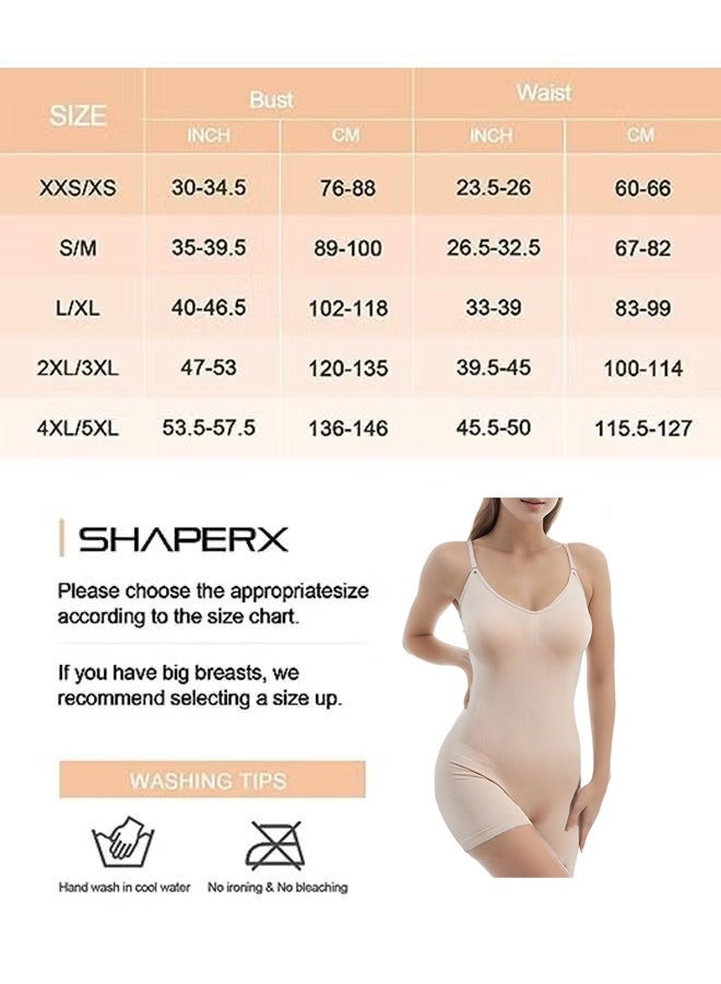 JS Bodysuit for Women Tummy Control Shapewear Mid-Thigh Seamless Full Body Shaper, Tummy Control Shapewear Slim Shaper Hip Lift Body Shaper, Suitable for Daily Life and Exercise, Complexion - Image 3