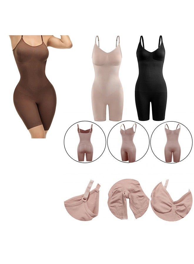 JS Bodysuit for Women Tummy Control Shapewear Mid-Thigh Seamless Full Body Shaper, Tummy Control Shapewear Slim Shaper Hip Lift Body Shaper, Suitable for Daily Life and Exercise, Complexion - Image 2