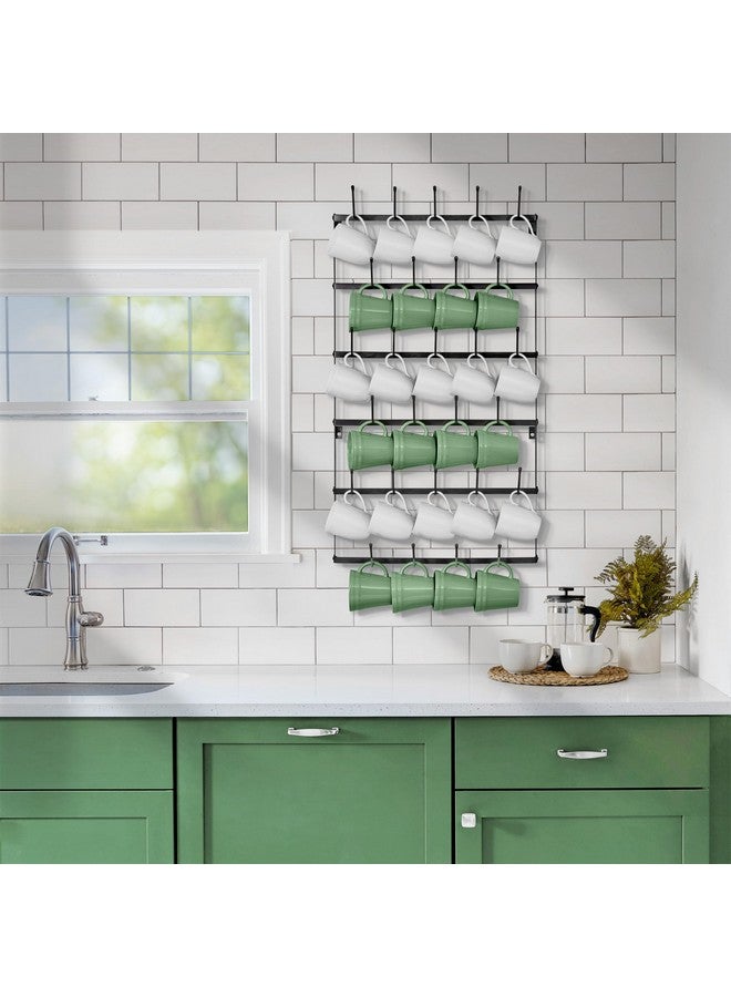 Sorbus حامل أكواب سوربوس للجدار - حامل أكواب قهوة ريفي كبير مع 27 خطاف، رف عرض أكواب القهوة، منظم أكواب معدني 6 طبقات للمنزل، المطبخ والبار، محطة القهوة، غرفة الطعام - Image 3